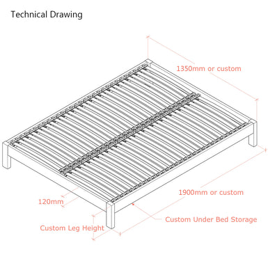 Parkhurst | 4ft 6 UK Double Size | Oak Bed Frame | Rectangle Legs