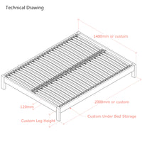 Parkhurst | European Double Size 140cm | Oak Bed Frame | Rectangle Legs