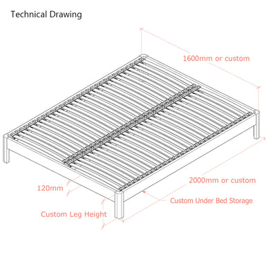 Darwin | European King 160cm Size | Oak Bed Frame | Radius Legs