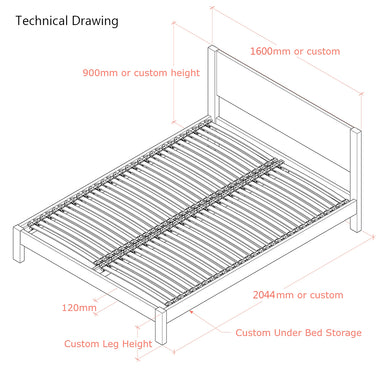 Epping | European King Size 160cm | Oak Bed Frame | Integrated Headboard