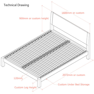 Hamsterley | European King Size 160cm | Oak Bed Frame | Integrated Sloped Headboard
