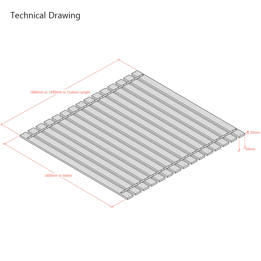 European King Size 160cm | Rigid Pine Bed Slat | Webbed Sets