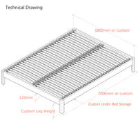 Darwin | 6ft UK Super King Size | Oak Bed Frame | Radius Legs