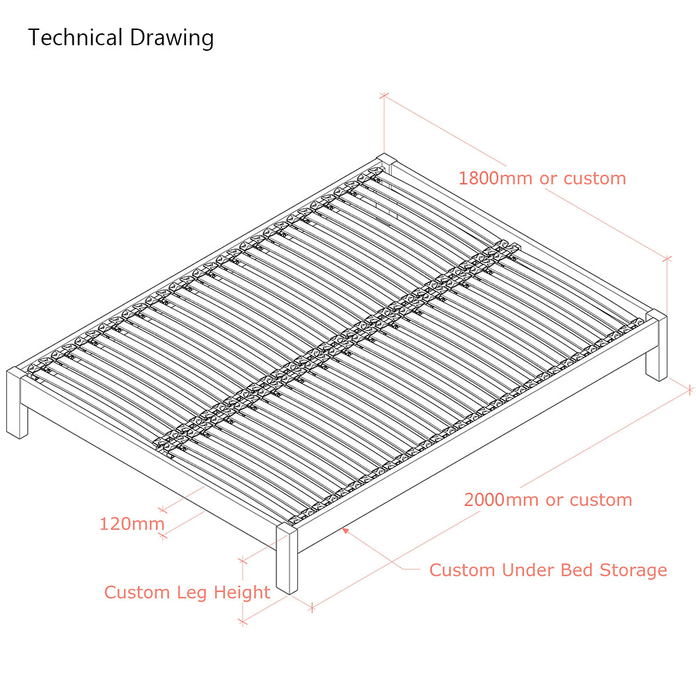 Parkhurst | 6ft UK Super King Size | Oak Bed Frame | Rectangle Legs