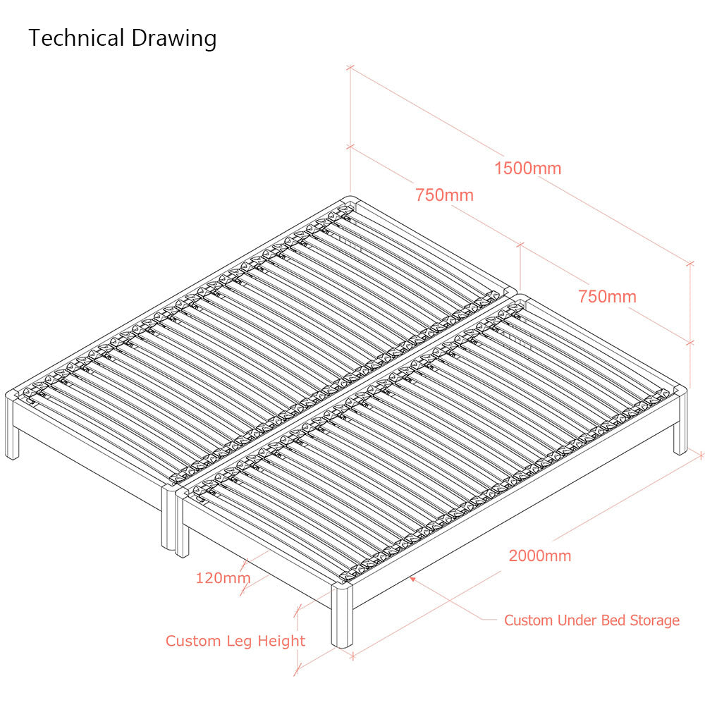 Darwin | 5ft UK King Size | Oak Bed Frame Set | Zip and Link
