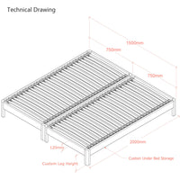 Darwin | 5ft UK King Size | Oak Bed Frame Set | Zip and Link