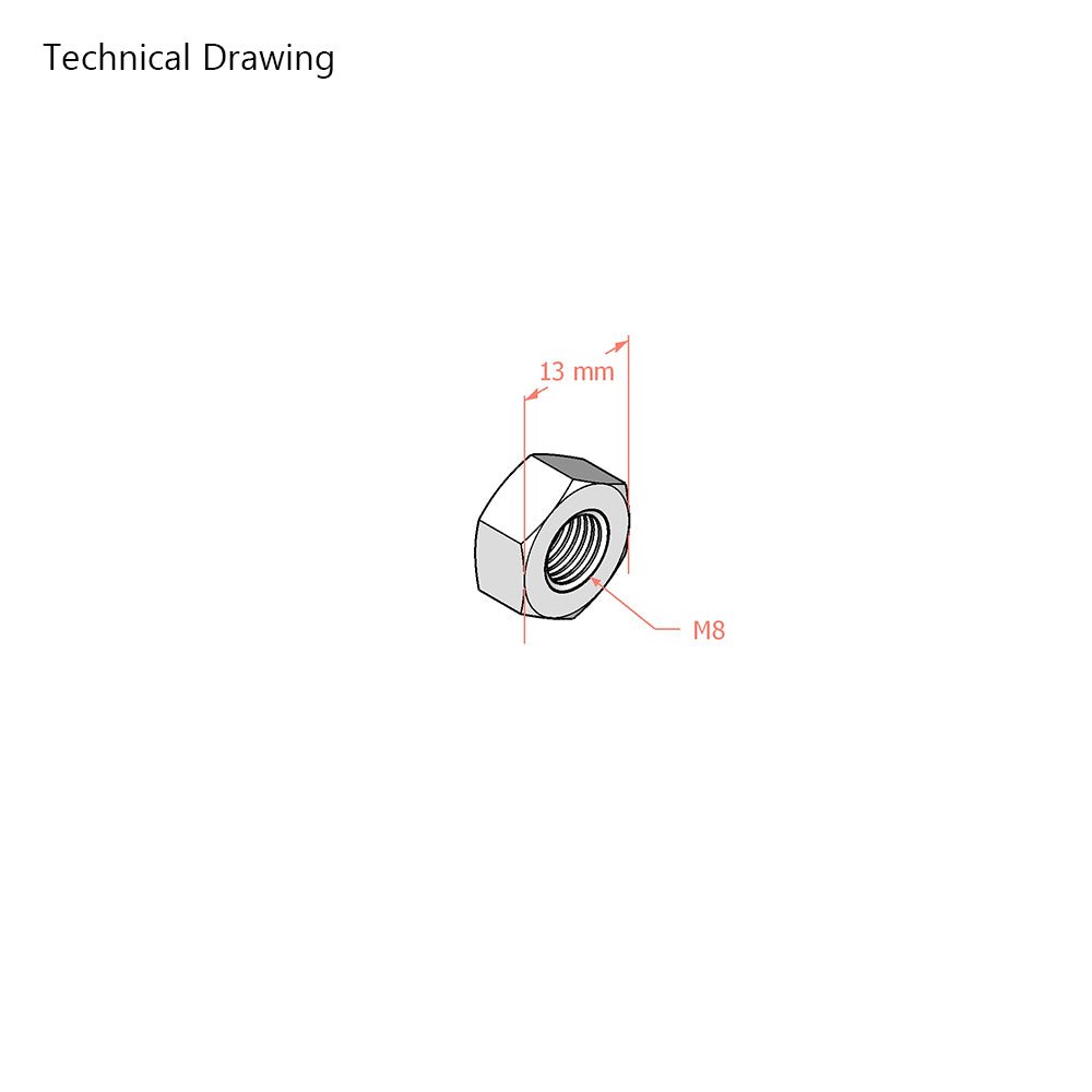 M8 Hex Nut for Bed Assembly