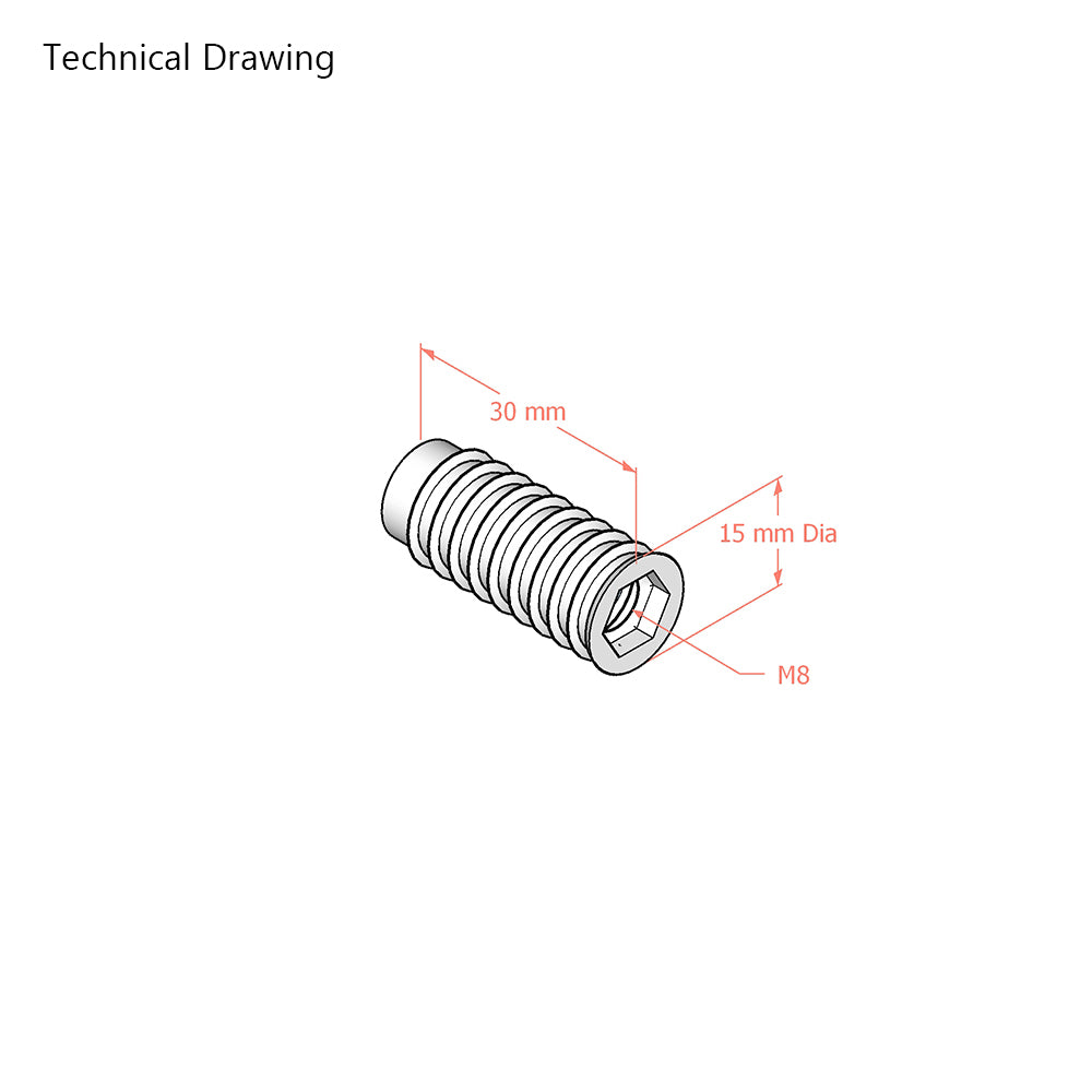 M8 Threaded Insert for Bed Assembly
