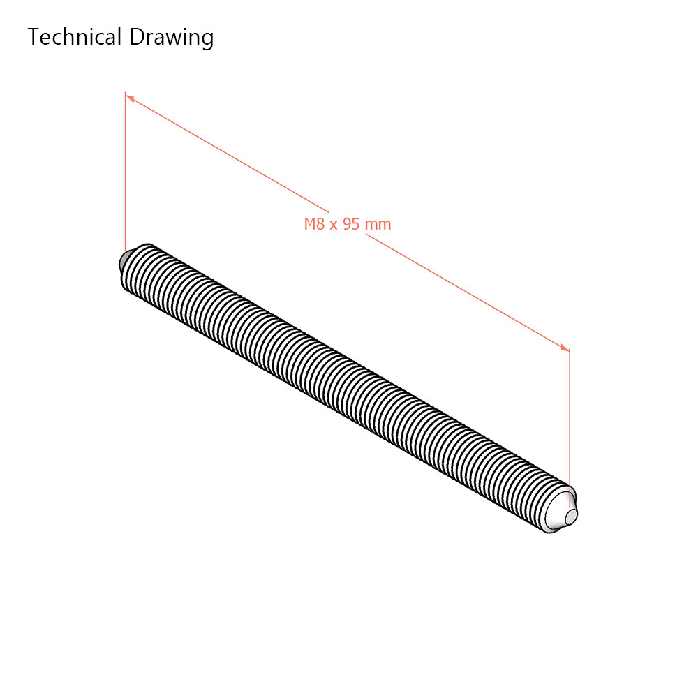 M8 Threaded Bar for Bed Assembly