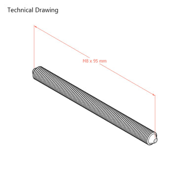 M8 Threaded Bar for Bed Assembly