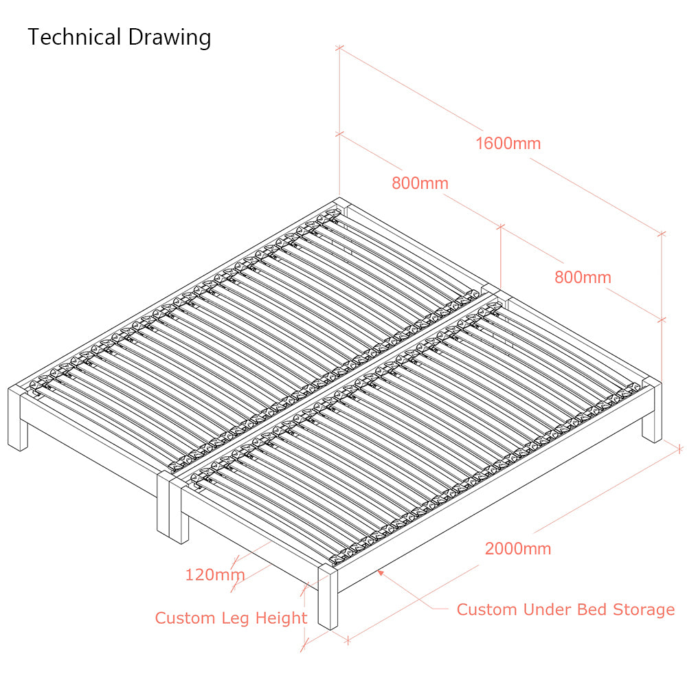 Parkhurst | 160cm European King Size | Oak Bed Frame Set | Zip and Link