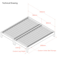 Parkhurst | 160cm European King Size | Oak Bed Frame Set | Zip and Link