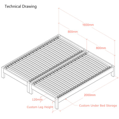 Parkhurst | 160cm European King Size | Oak Bed Frame Set | Zip and Link