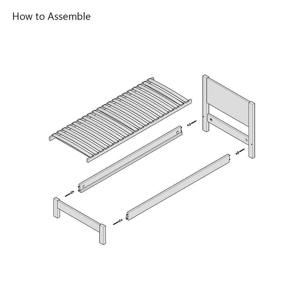 Epping | 2ft 6 UK Small Single Size | Oak Bed Frame | Integrated Headboard