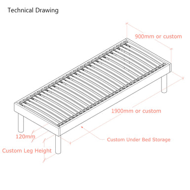 Sparkford |  3ft UK Single Size | Oak Bed Frame | Interchangeable Legs