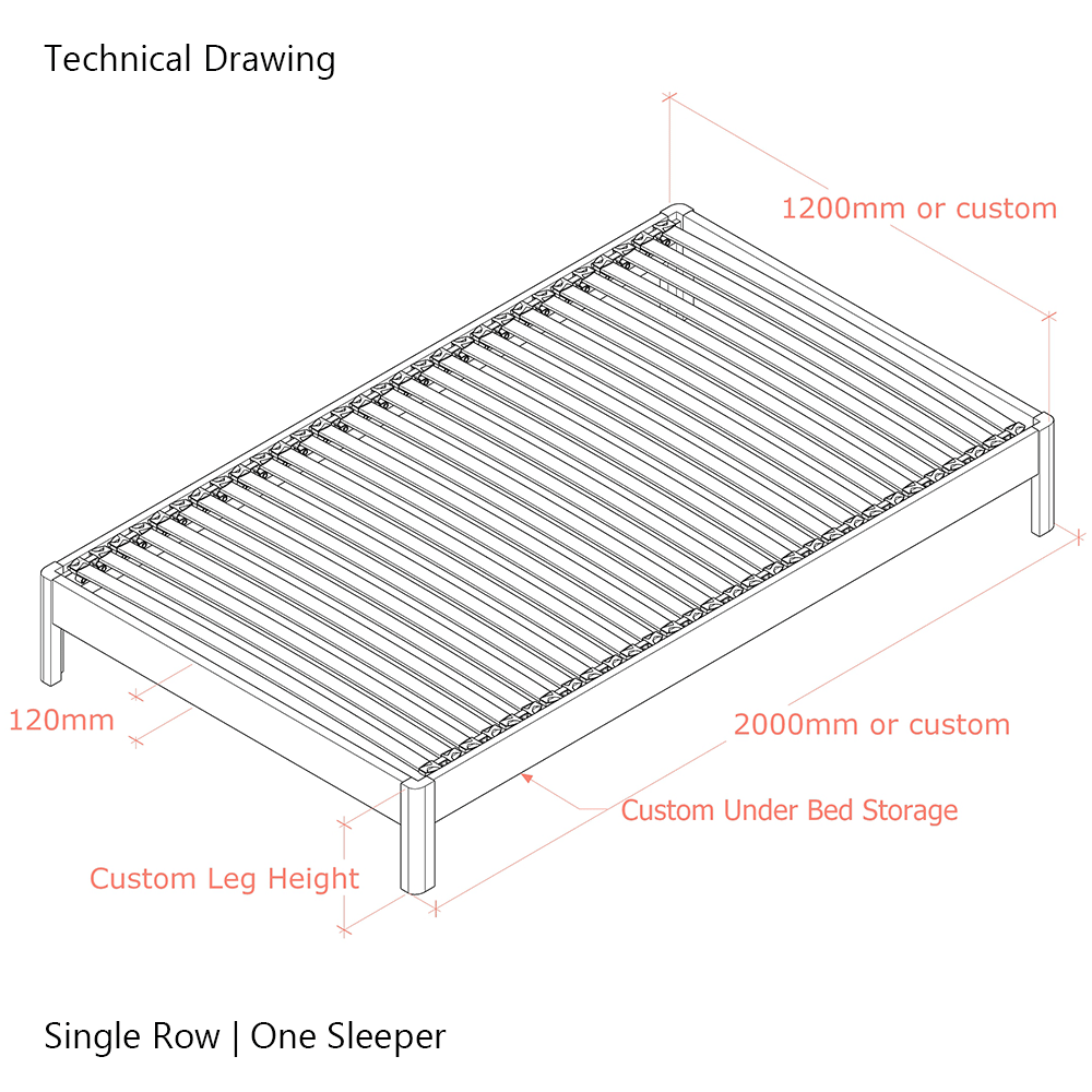 Darwin | 4ft UK Small Double Size | Oak Bed Frame | Radius Legs