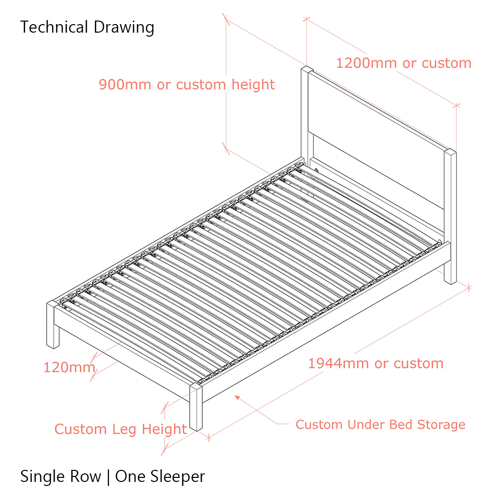 Epping | 4ft UK Small Double Size | Oak Bed Frame | Integrated Headboard