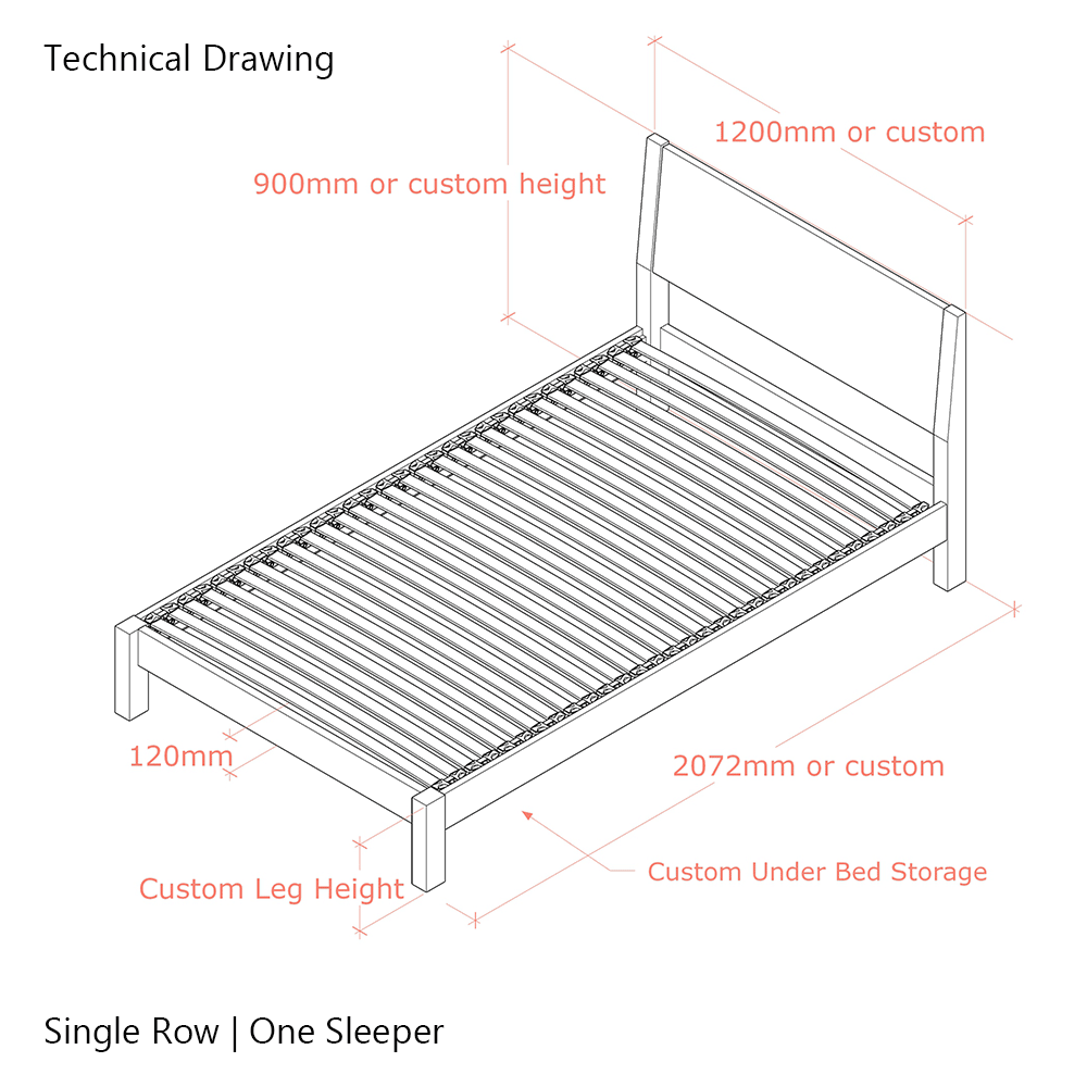 Hamsterley | 4ft UK Small Double Size | Oak Bed Frame | Integrated Sloped Headboard