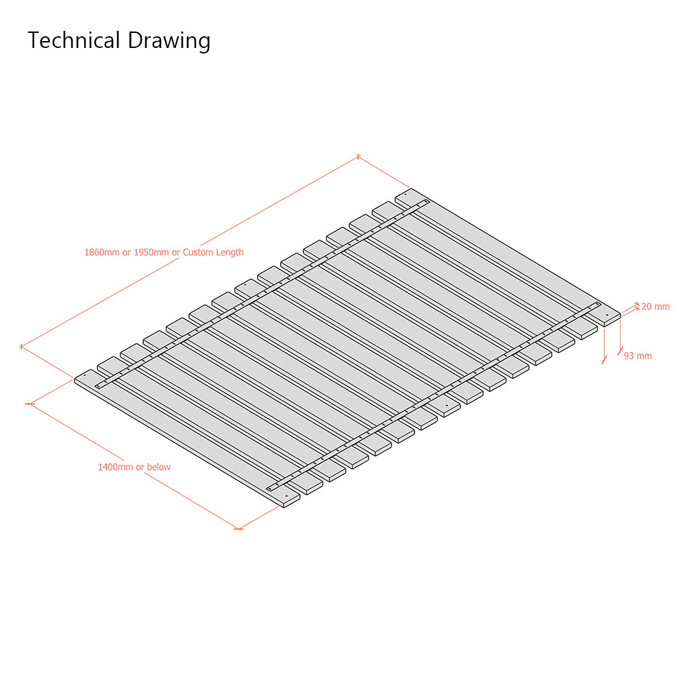 Webbed Pine Bed Slat Set - European Double 140cm
