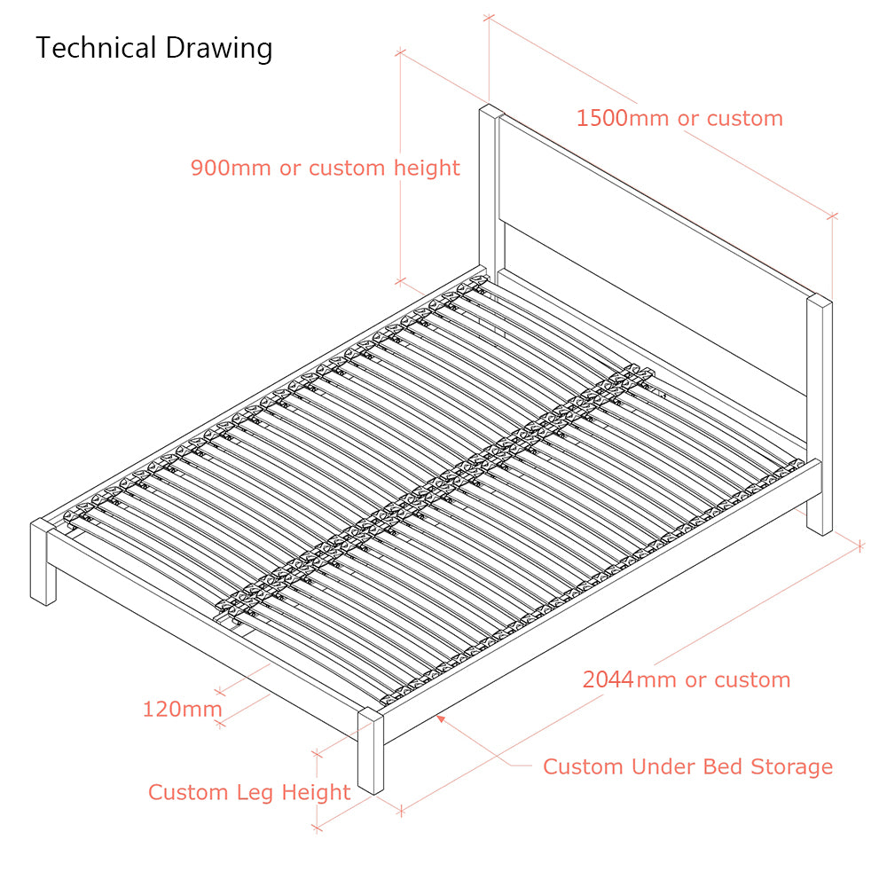 Epping | 5ft UK King Size | Oak Bed Frame | Integrated Headboard