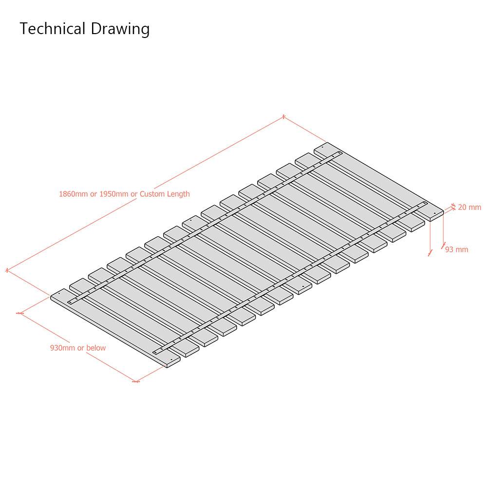 Webbed Pine Bed Slat Set - 3ft Single