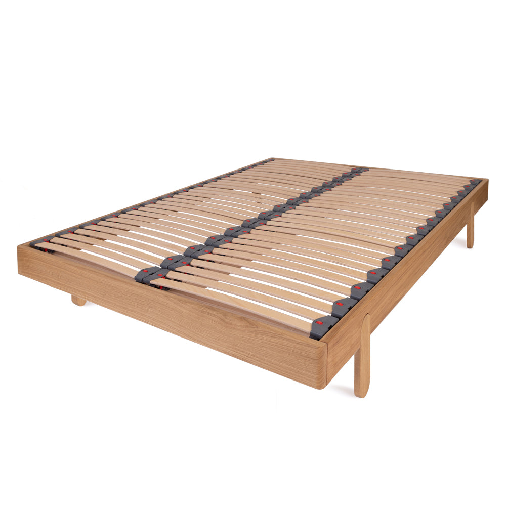 Arden Solid Oak Bed Frame with Recessed Vertical Pill-Shaped Legs – Emperor