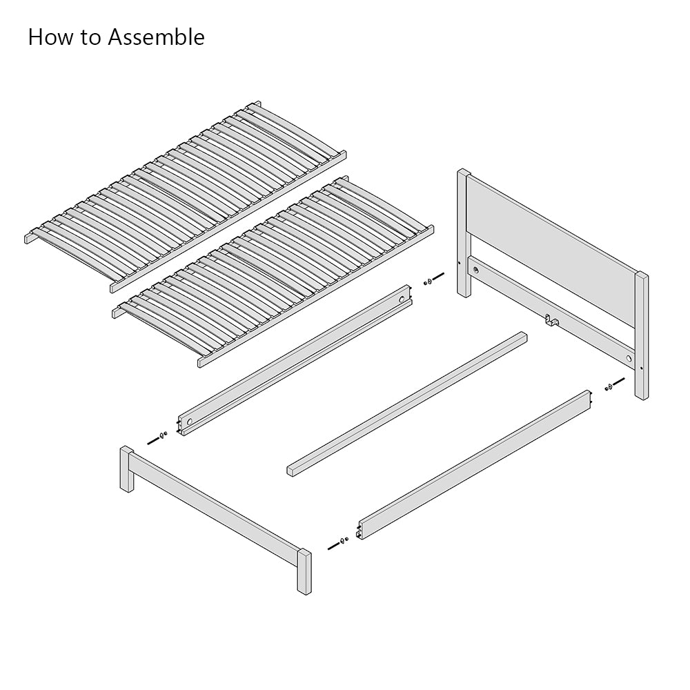 Epping | European Double Size 140cm | Oak Bed Frame | Integrated Headboard