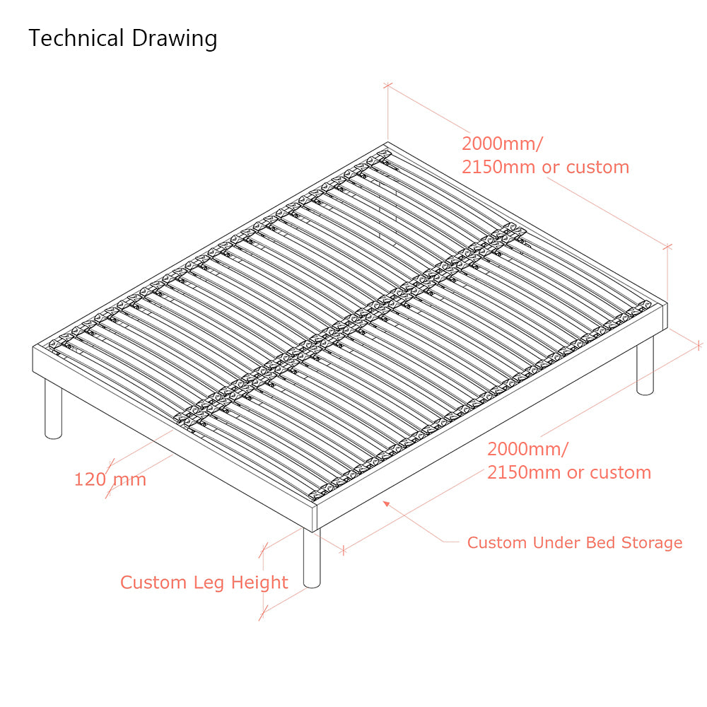 Sparkford | Emperor Size (200cm or 215cm) | Oak Bed Frame | Interchangeable Legs