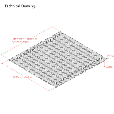 Webbed Pine Bed Slat Set - Emperor Size