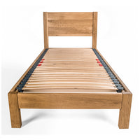 Epping European Single 90cm x 200cm Solid Oak Bed Frame with integrated Headboard