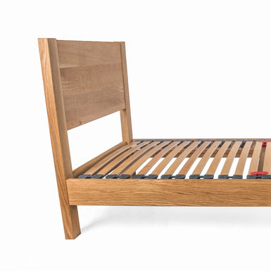 Epping European Small Single 80cm x 200cm Solid Oak Bed Frame with integrated Headboard