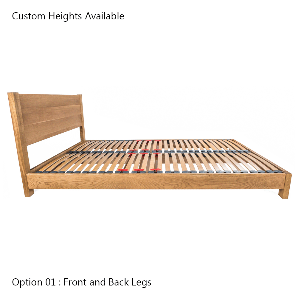 Epping | European Double Size 140cm | Oak Bed Frame | Integrated Headboard