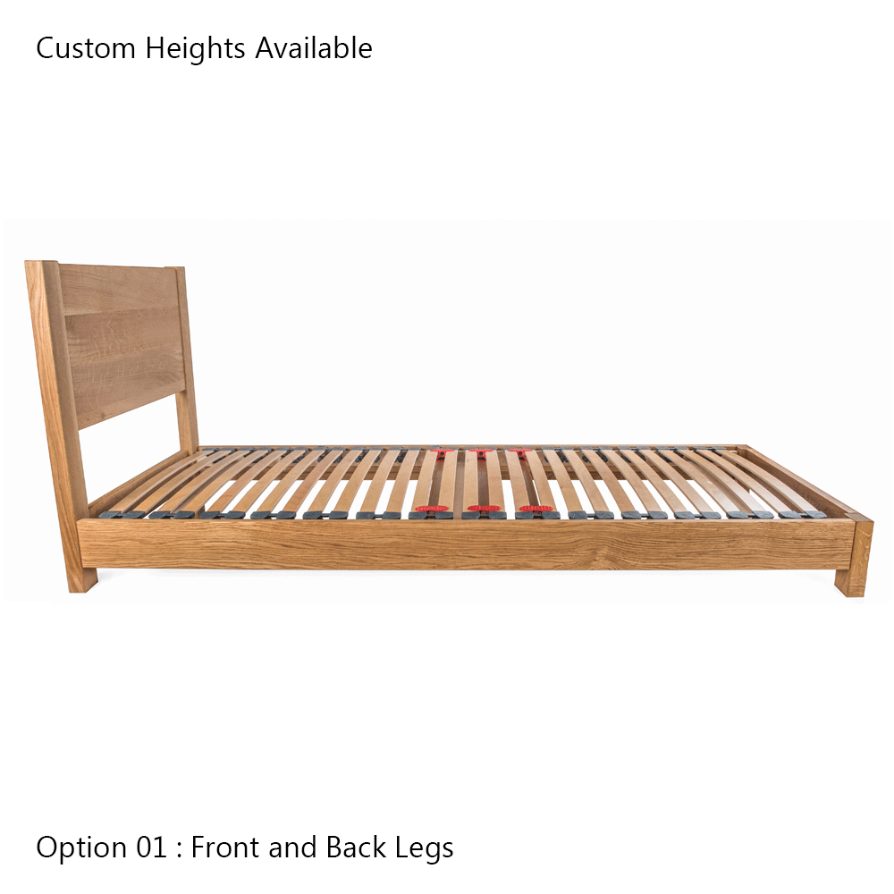 Epping | European Small Single Size 80cm x 200cm | Oak Bed Frame | Integrated Headboard