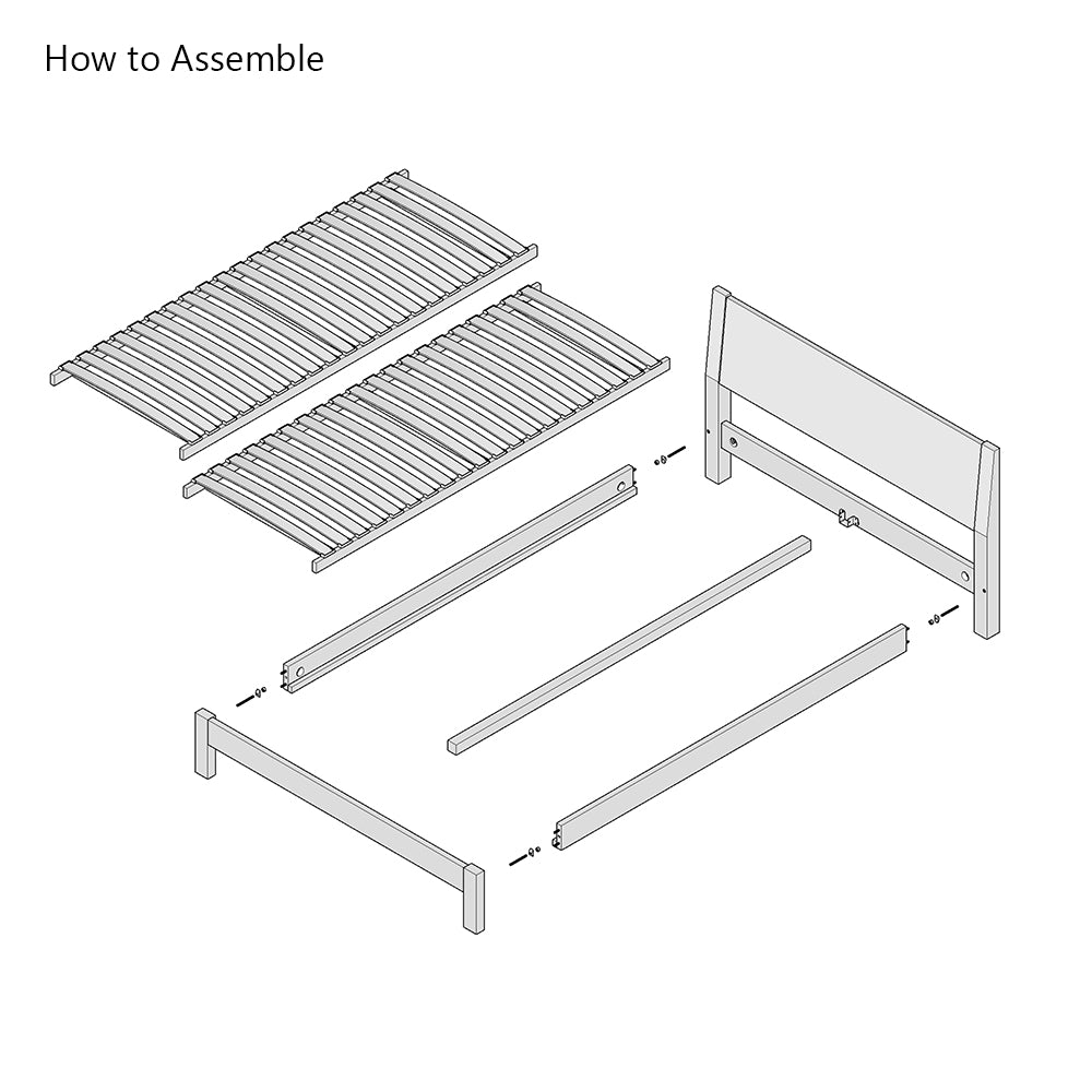 Hamsterley | 4ft 6 UK Double Size | Oak Bed Frame | Integrated Sloped Headboard