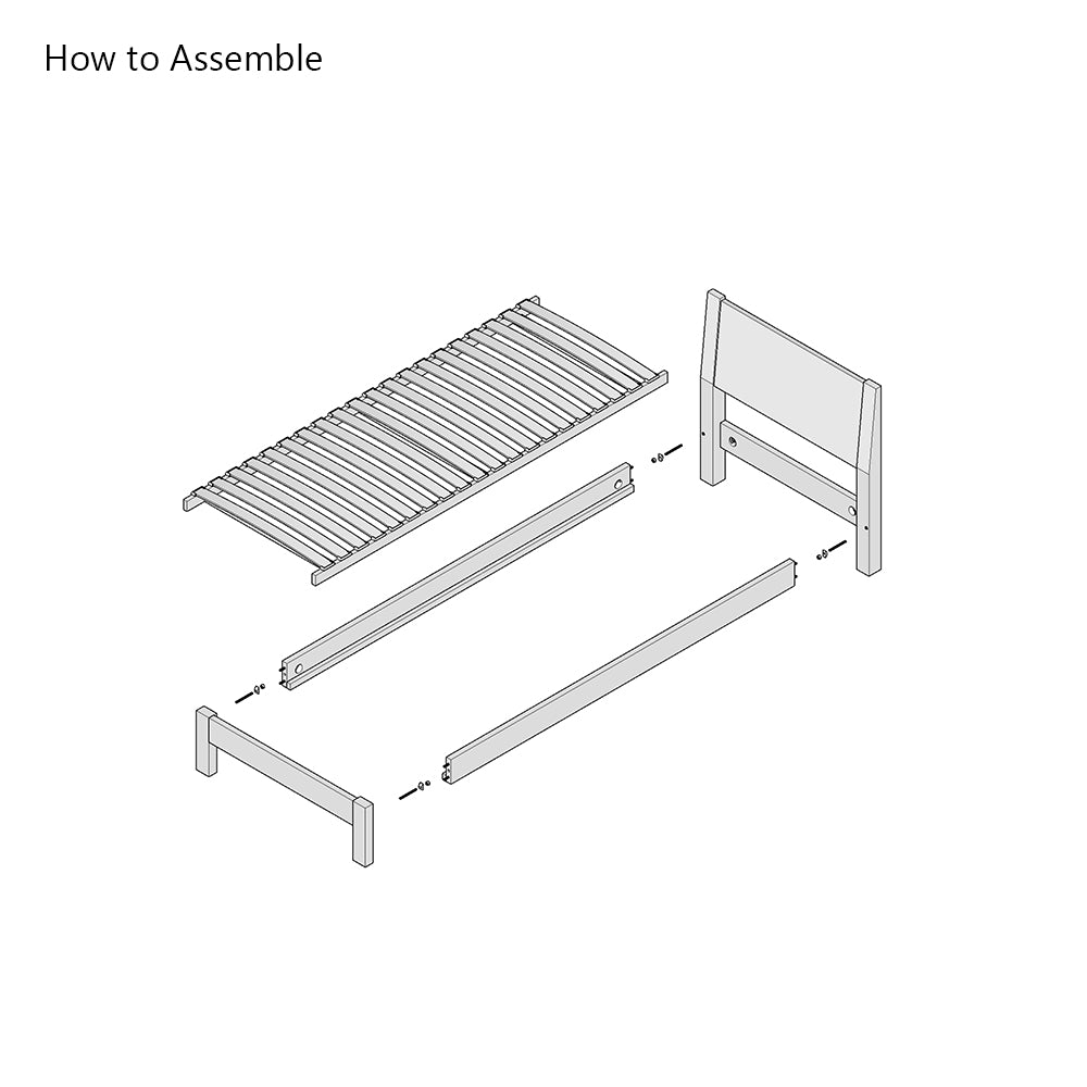 Hamsterley | 2ft 6 UK Small Single Size | Oak Bed Frame | Integrated Sloped Headboard