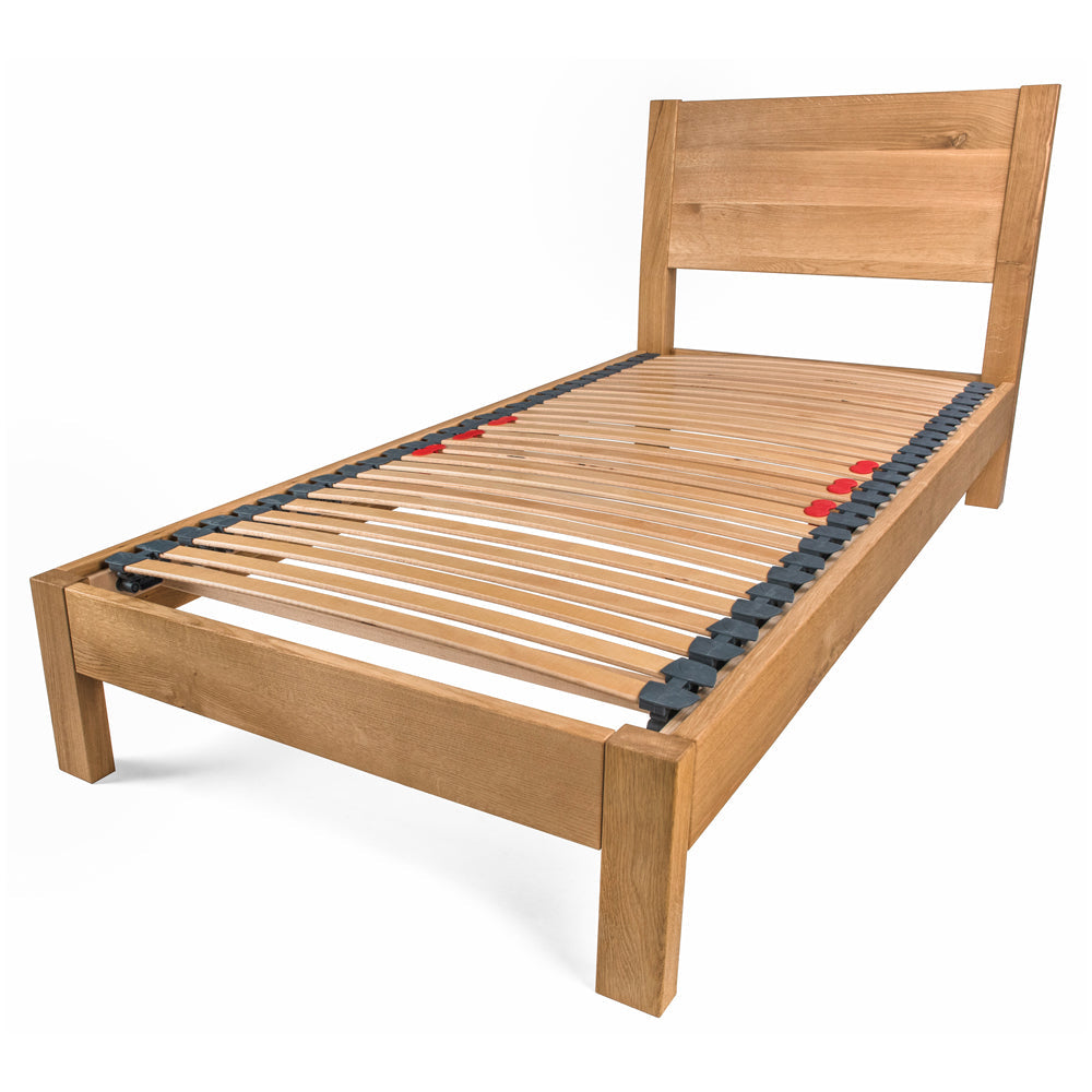 Hamsterley | European Single Size 90cm x 200cm | Oak Bed Frame | Integrated Sloped Headboard