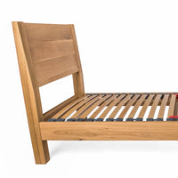 Hamsterley European Single 90cm x 200cm Solid Oak Bed Frame with integrated Angled Headboard