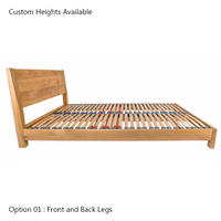 Hamsterley European King 160cm Size Solid Oak Bed Frame with integrated Angled Headboard
