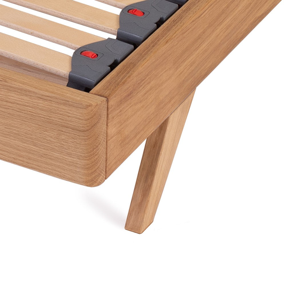 Mersey Solid Oak Bed Frame with Recessed Angled Bed Legs – Emperor
