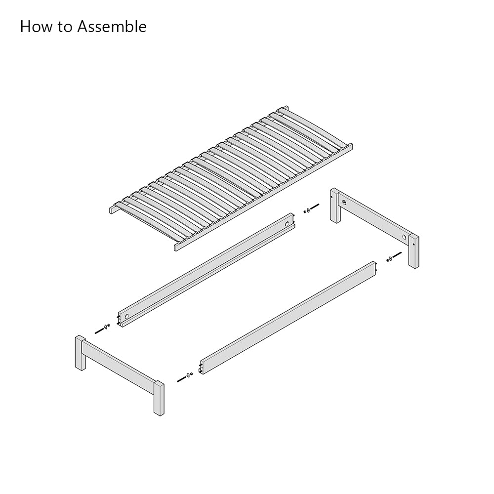 Parkhurst | European Single Size 90cm x 200cm | Oak Bed Frame | Rectangle Legs