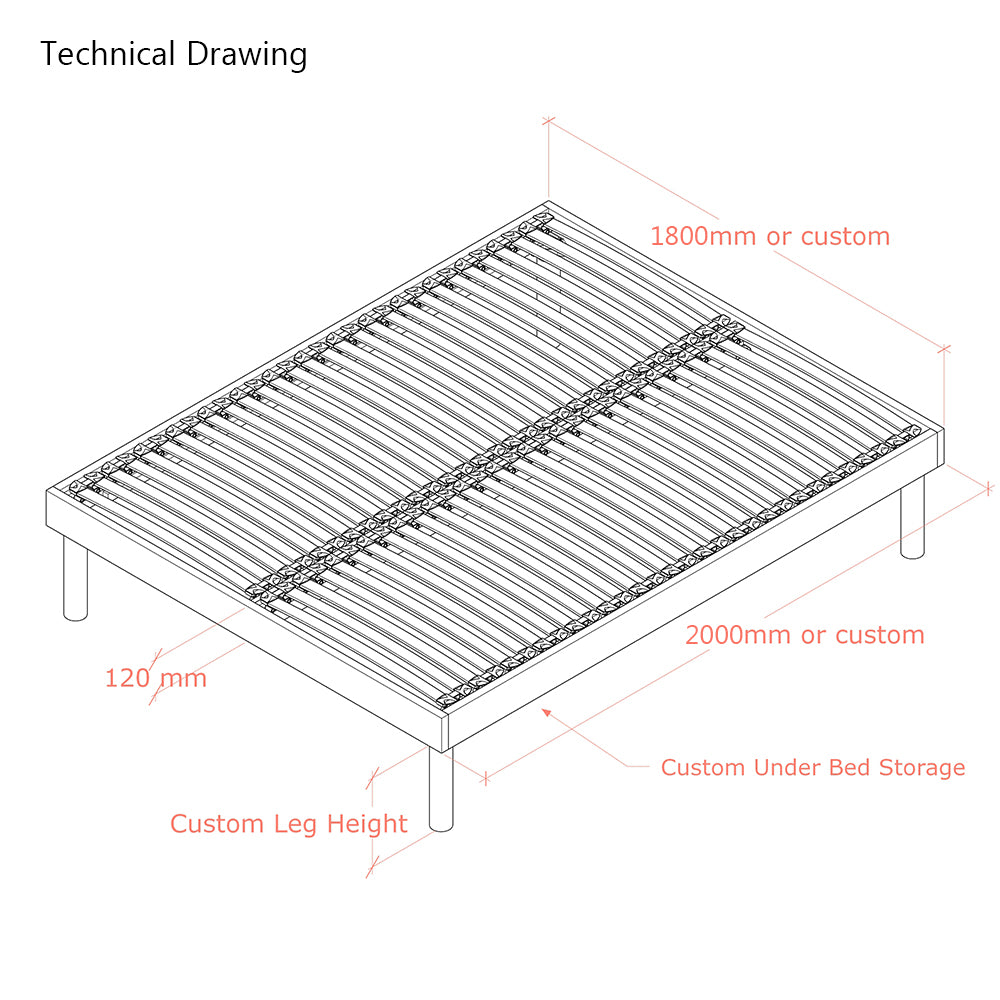 Sparkford | 6ft UK Super King Size  | Oak Bed Frame | Interchangeable Legs