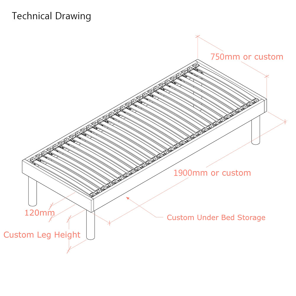 Sparkford | 2ft 6 UK Small Single Size | Oak Bed Frame | Interchangeable Legs