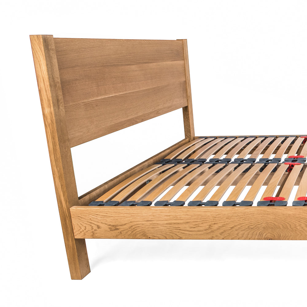 Epping European Double 140cm Solid Oak Bed Frame with integrated Headboard