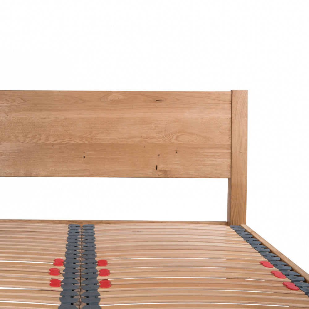 Hamsterley | Emperor Size | Oak Bed Frame | Integrated Sloped Headboard