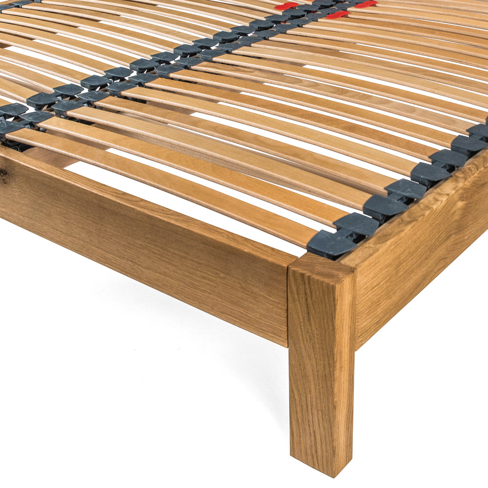Hamsterley | Emperor Size | Oak Bed Frame | Integrated Sloped Headboard