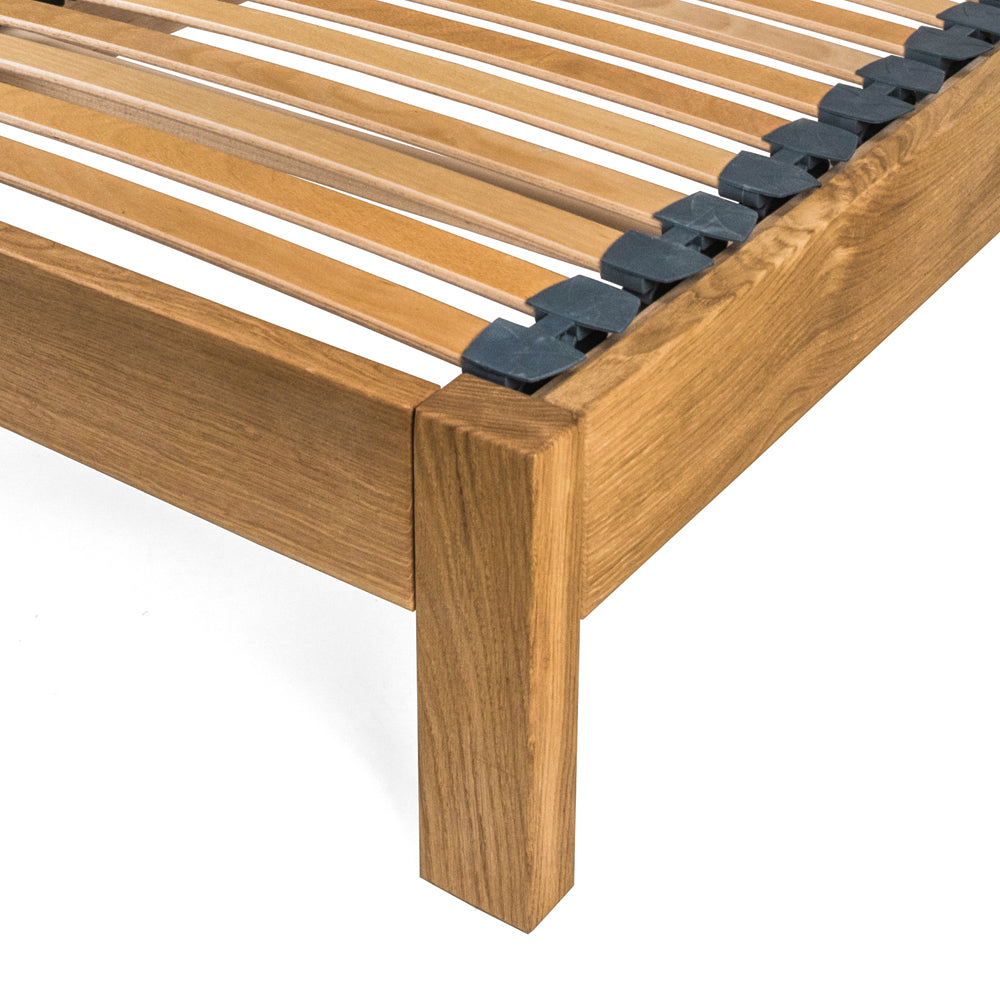 Hamsterley | 4ft UK Small Double Size | Oak Bed Frame | Integrated Sloped Headboard