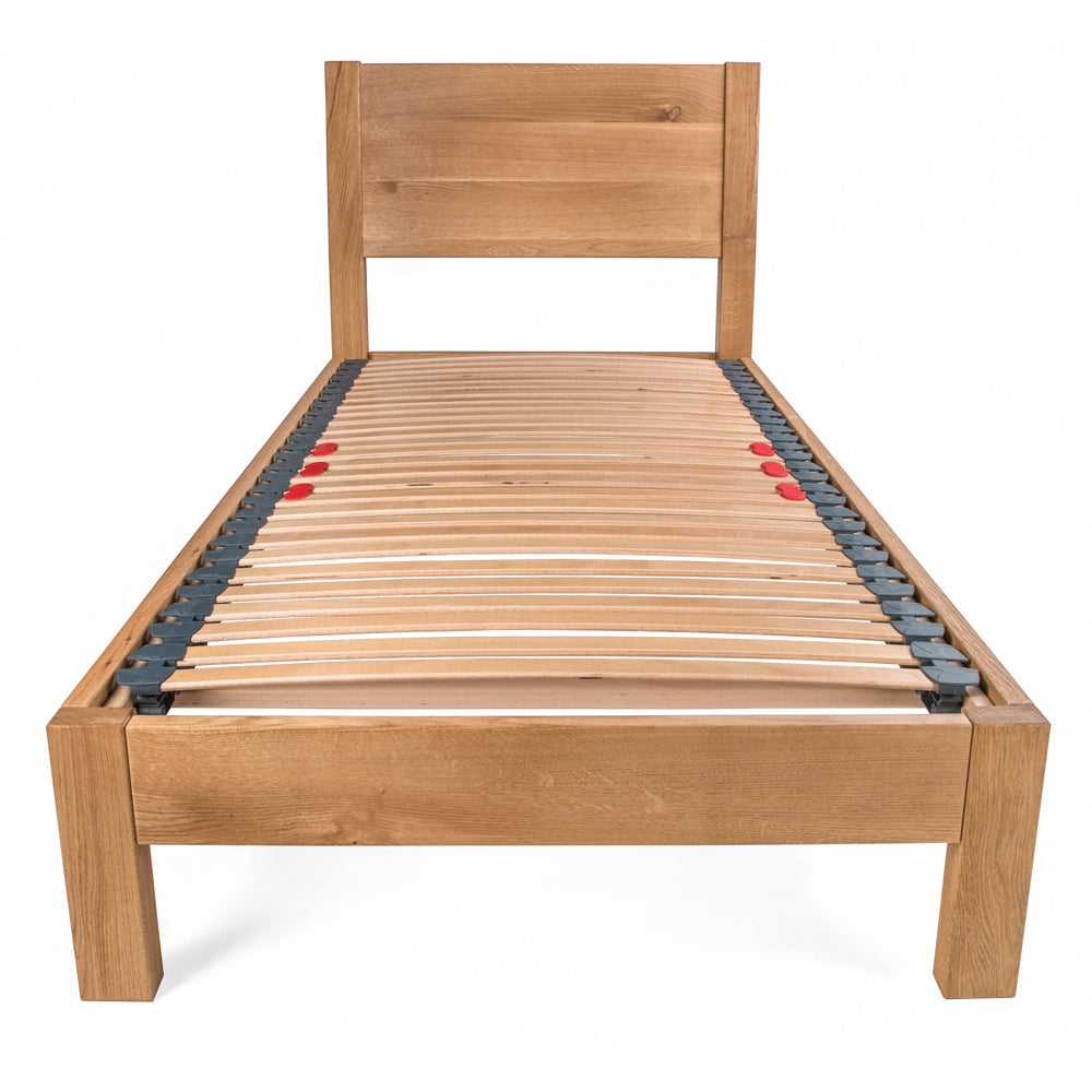 Hamsterley | 2ft 6 UK Small Single Size | Oak Bed Frame | Integrated Sloped Headboard