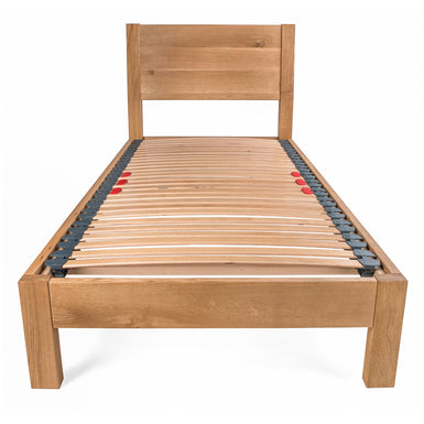 Hamsterley UK Small Double 4ft Solid Oak Bed Frame with integrated Angled Headboard